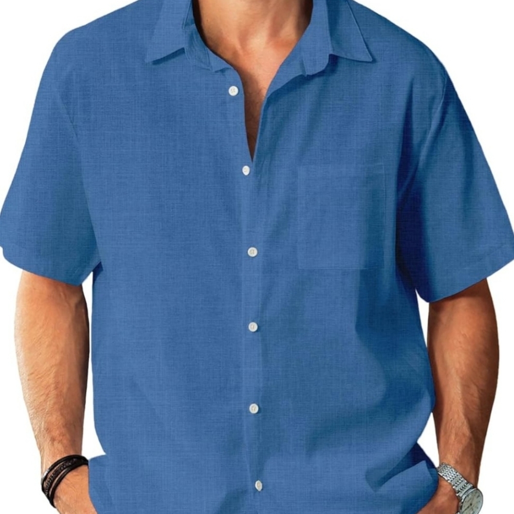 Casual Blue Button Down Shirt for Men